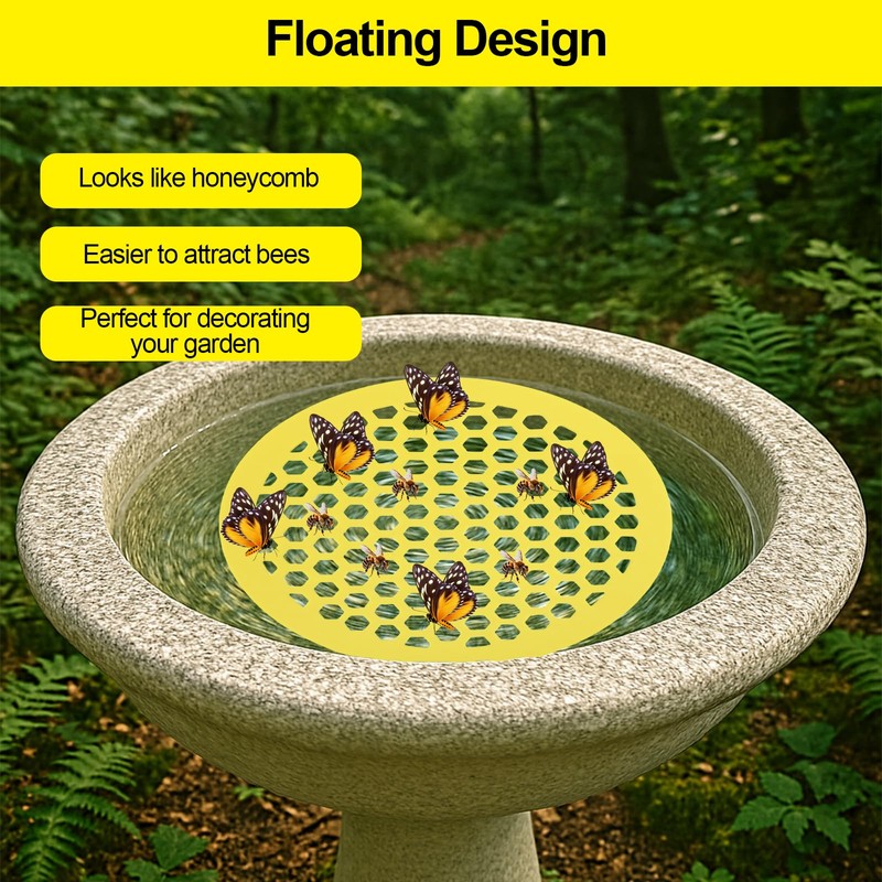 YFANITI 2 Pack Floating Bee Island,Round Floating Bee Watering Station-