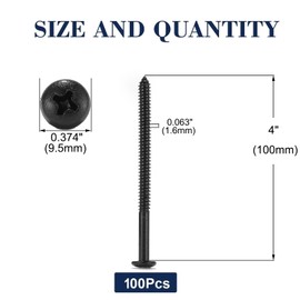 #10 x 4" Wood Screw 100Pcs 18-8 (304) Stainless Steel Pan Head Fast Self Tapping Drywall Screws Black Oxide by SG TZH