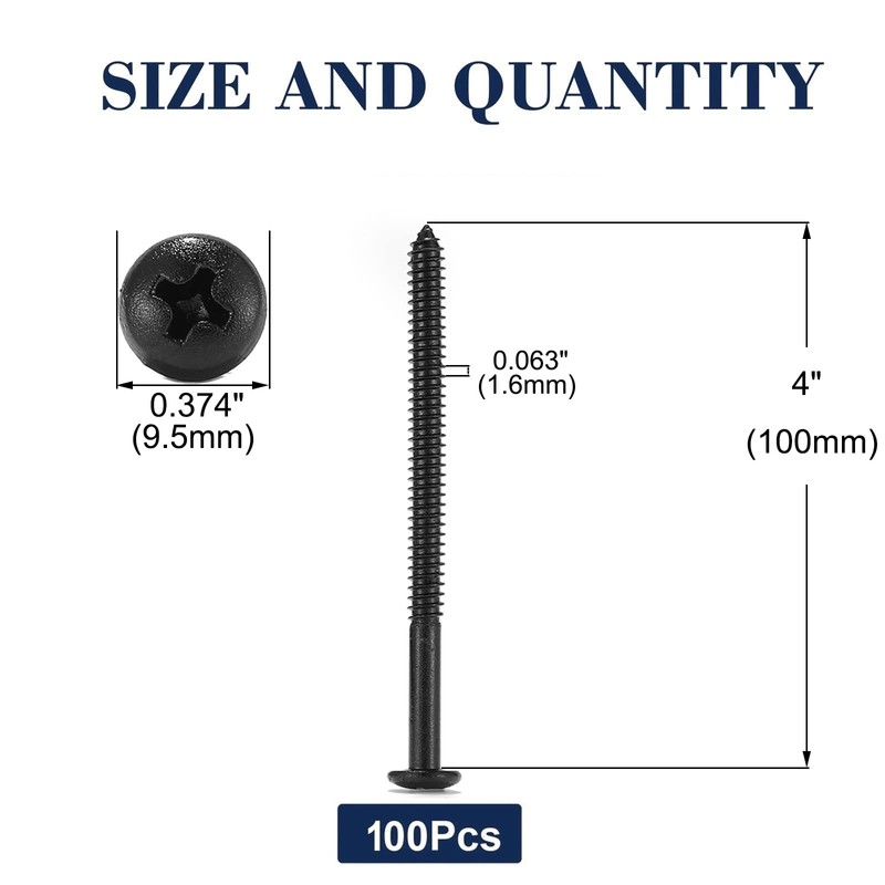 #10 x 4" Wood Screw 100Pcs 18-8 (304) Stainless Steel