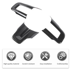 RT-TCZ Carbon Fiber Steering Wheel Decoration Interior Trim Kit Accessories for 2015-2022 Ford Mustang