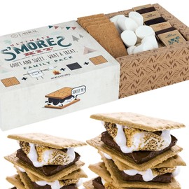 Smores Kit By Astor Chocolate S'mores Maker Kit for Fire Pit Includes Marshmallows, Graham Crackers, Assorted Premium Belgian Chocolates, Great for Movie Night, Smores Making 15.8oz