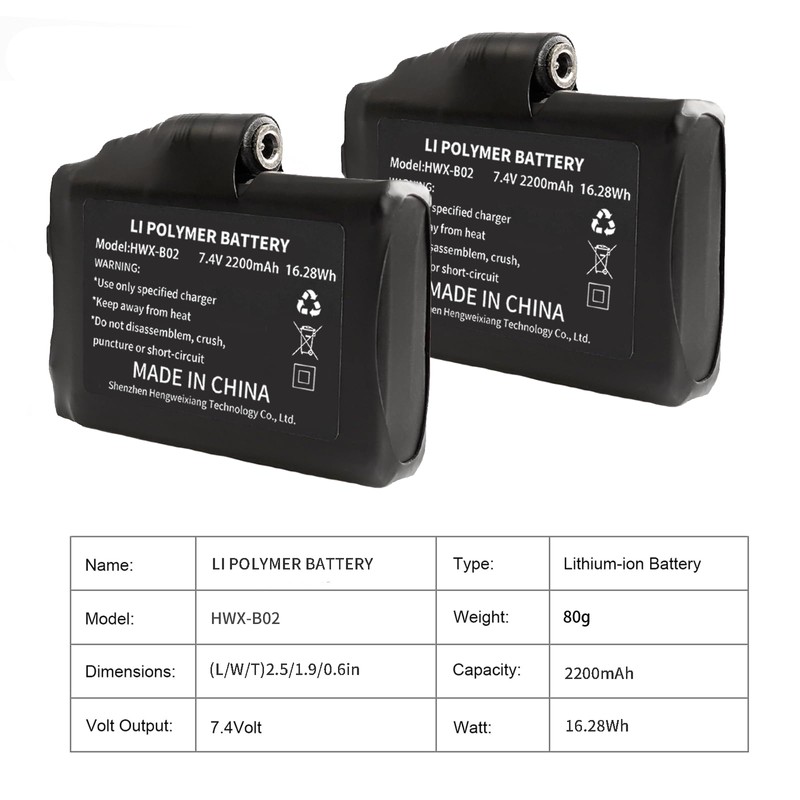 CUEHEAT 7.4V Heated Glove Liners Rechargeable Lithium Polymer Battery, for