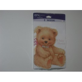 Sweet Bear Pink Girl Baby Shower Invitations with Envelopes (8ct)