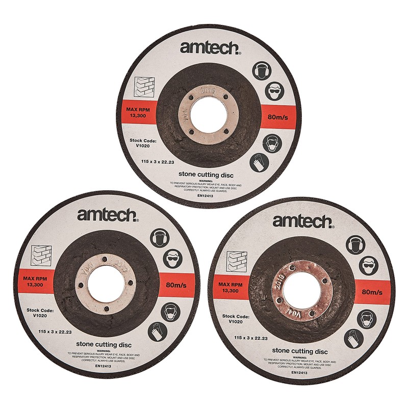 Amtech V1020 3 Piece 115mm stone cutting disc set
