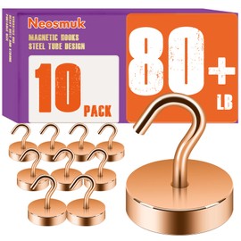 Neosmuk Magnetic Hooks, Cruise Ship Essentials, 80lb+ Heavy Duty Magnetic Hooks for Cruise Cabins, Refrigerator, Grill, Hanging, and Travel | Extra Strong Must-Haves Magnet Hook,Bronze