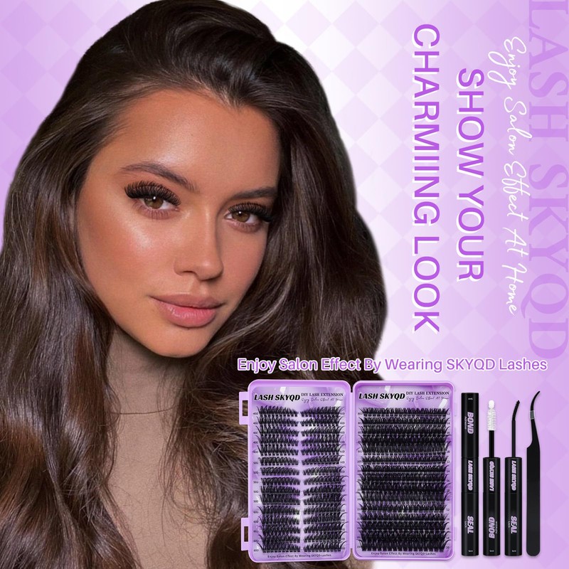 Lash Clusters Kit 570Pcs Individual Cluster Lash Extensions Kit 40D+50D+60D+80D+100D+150D