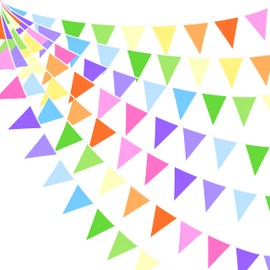 PinkBlume Rainbow Triangle Flag, Approximately 32.8 ft (10 m) Long, Colorful Banner Decoration, Garland Flag, Wedding, Outdoor, Flag, 100th Celebration, Birthday Party, Family Outdoor Garden Decoration, Camping, Flag, Triangle, Washable, Wall Decoration,