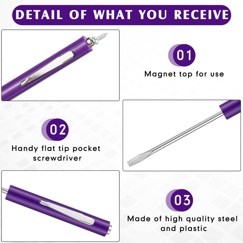 Shimeyao 20 Pcs Pocket Flat Head Screwdriver Set Small Magnetic