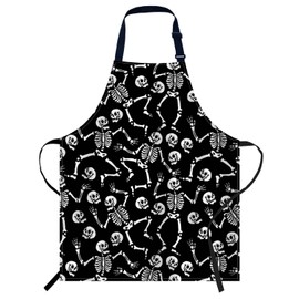 Smooffly Skeleton Apron for Dancing at a Party Adjustable Cooking Apron Unisex for Men and Women, Perfect for Home, Kitchen, Baking, Gardening, Restaurant, Coffee House, Skeletons dancing at a party