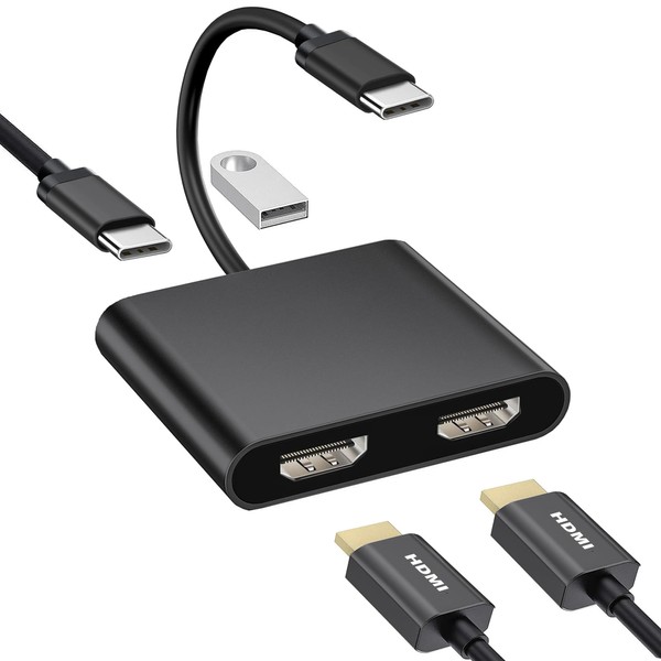 HDMI Type C Converter Adapter, Dual HDMI Extender, 2 Screen
