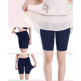 INNERSY Teen Girls Navy Cycling Shorts Cotton Anti Chafing Under Skirt Short Girls PE Shorts 3 Pack (12-14 Years, 3 Navy Blue)