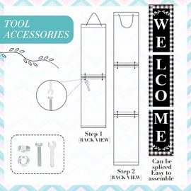 47.2 x 7.8 Inches Welcome Sign for Front Door Welcome Sign for Front Porch Standing Farmhouse Porch Signs Outdoor Tall Welcome to Our Home Sign Decorations Outdoor Welcome Signs for Porch(Vintage Welcome)