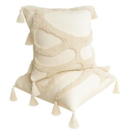 JMGBird Throw Pillows 18x18 Set of 2 with Inserts - Decorative Couch Pillows for Sofa, Bed, Living Room - Soft Square Accent Pillows Indoor Home Decor (Khaki)