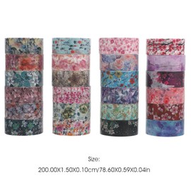 Juego de cintas washi decorativas en set de 24 rollos, cinta washi fina de papel washi, ideal para decorar álbumes de recortes y manualidades en cumpleaños y festividades