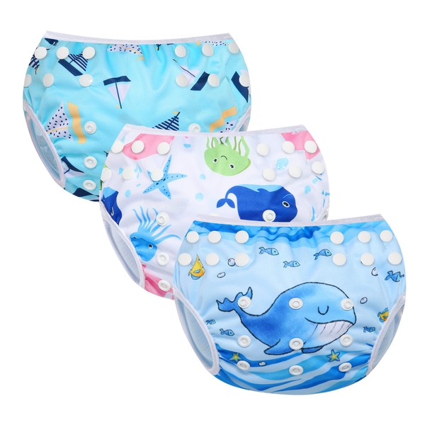 MIXIDON Reusable Swim Nappy Baby Swimming Nappies Adjustable Size Washable