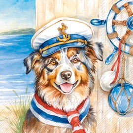 IHR Napkin Captain Jack 33 x 33 cm, Pack of 20, Printed on One Side, Four Motif Paper for Summer Table Decoration and Decoupage Technique