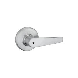 Kwikset Delta Interior Privacy Door Handle with Lock, Door Lever For Bathroom and Bedroom, Satin Chrome Reversible Keyless Turn Lock