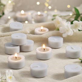 Scented Tea Lights Candles, Jasmine Veil, 8 Pack – Elegant Gray Scented Tealight Candles– 100% Palm Wax – 6 Hour Burn Time Aromatherapy Tea Light Votive Candle for Bedroom, Bath, Spa, Gift