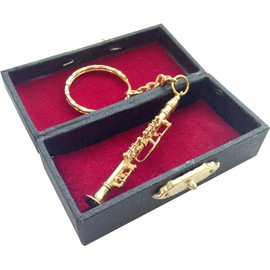SUNRISE SOUND HOUSE Sunrise Soundhouse Miniature Musical Instrument, Metal, Clarinet, 2.4 inches (6 cm), Ring Included