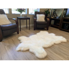 LAMBZY Faux Sheepskin Super Soft Hypoallergenic Silky Shag Bear Rug for Living Room, Kids Room, Sofa (4'x6', White)