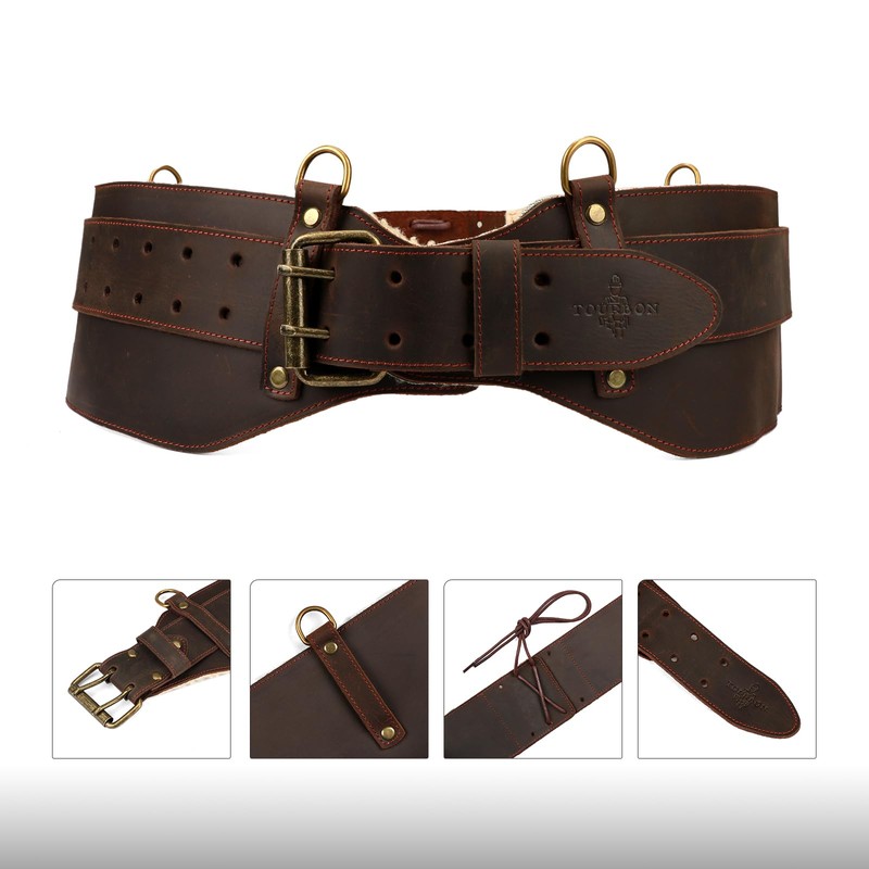 Tourbon Leather Logging Belt Kit Faux Fleece Padded Tool Belts
