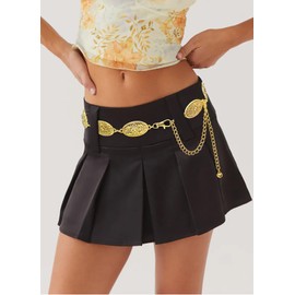 Putcuku Western Concho Chain Belt for Women Adjustable Metal Waist Chain for Jeans or Dresses (363 Gold-S)