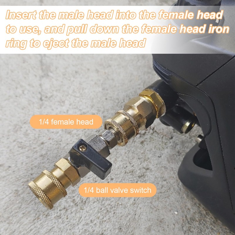Ball Valve 1/4 Inch, Metal Compressed Air Accessories, 1/4 Stopcock,