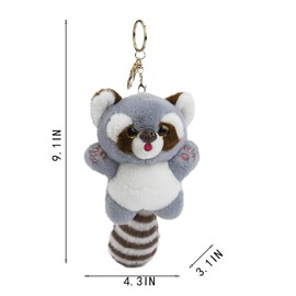 WEIGANGFANG Cute Raccoon Plush Keychain - Soft Gray Stuffed Animal Car Accessories, Kawaii Raccoon Key Ring for Women Men Kids Backpack Purse Gift