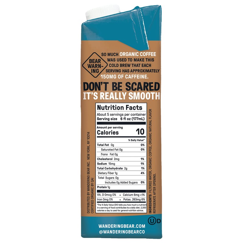 Wandering Bear Organic Vanilla Cold Brew Coffee, 32 fl oz,