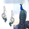 Peacock/Red Cardinal Bird/Hummingbird Moon Dangle Earrings 925 Sterling Silver Crescent