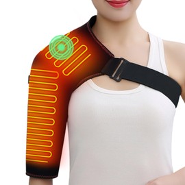 Heated Shoulder Brace with Massager Portable Electric Heating Pad for Shoulder Pain and Upper Arm Muscle Massage Heated Wrap for Shoulder Right