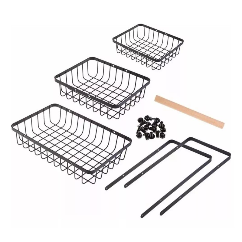 Canasta Frutero Cesta 3 Niveles Frutas Verduras Hogar Color Negro