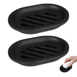 2-pack Soap Dish, Soap Holder, Soap Saver, Easy Cleaning, Dry, Stop Mushy Soap,black soap dish (Black)