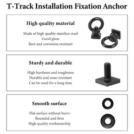 4PCS T Track Mount Tie Down Anchor for Roof Rack, M8 Sturdy Stainless Steel Ring Shaped Eye, T Eye Nut Tie Down Rings for Holding Bungee Cord, Ropes, Hooks (Black)