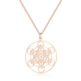 AFSTALR Metatron Cube Necklace, Sacred Geometry Pendant, Talisman Archangel Pendant for Women, Necklace, Stainless Steel Jewellery, Stainless Steel