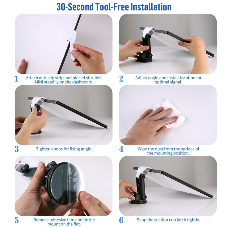 Starlink Mini Dash Mount for Car Dashboard – Angle-Adjustable Suction