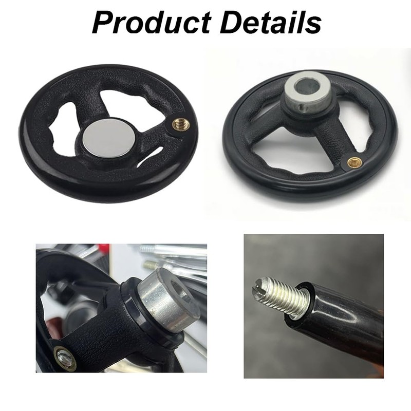 Black Round Hand Wheel with Revolving Handle, 100mm Power Lathe