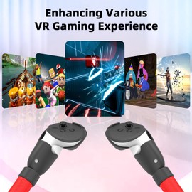 Rechale Handle Attachments Compatible with Meta Quest 3S/3, VR Game Gorilla Tag Long Arms Sticks, Beat Saber Handle Extensions Grips (Blue and Red)