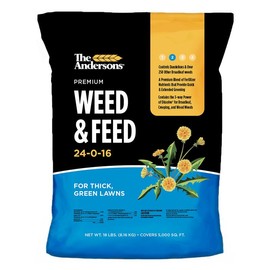 The Andersons Premium Weed and Feed 24-0-16 for Thick and Greener Lawn - Controls over 250 Broadleaf Weeds and Deepens Greening with Iron