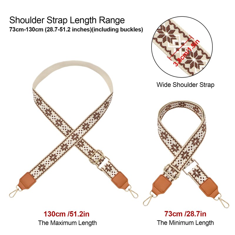 Wide Purse Strap Women Adjustable Replacement Bag Straps Embroidery Guitar