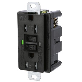 Wengart 15 Amp Industrial GFCI Outlet, Weather-Resistant (WR) & Tamper-Resistant (TR), Black Ground Fault Circuit Interrupter, for Portable Generator, Outdoor Panel & Construction, UL Listed