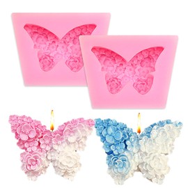 2PCS Butterfly Candle Mold, 3D Flower Butterfly Resin Molds Silicone Floral Butterfly Soap Molds for Candles Making Epoxy Resin Casting Chocolate Fondant Baking Decorating