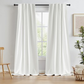 KEQIAOSUOCAI Natural Blackout Curtains 105 Inch Length 2 Panels, Boho Farmhouse Window Curtain Drapes for Living Room Rod Pocket/Back Tab/Hook Belt 34 by 105-inch