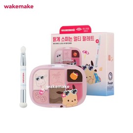 WAKEMAKE Soft Sheer Multi Palette + Mini Dual Brush Set [Tanning Pochacco Edition], Color:10 Joyful Pink