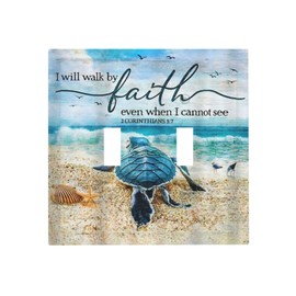 Wpshijia Blue Ocean Sea Turtle Beachy Motivational Animal Double Toggle Light Switch Covers 2 Gang Wall Plate Dual Decorative Switchplate Electrical Faceplate for Livingroom Bathroom Bedroom Decor