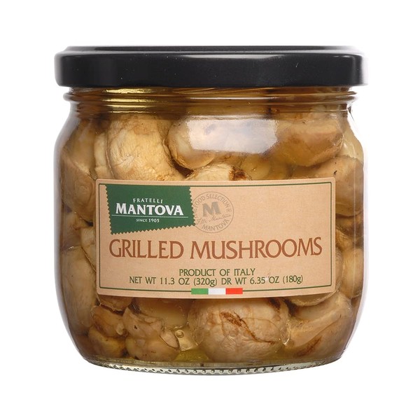 Mantova Italian Grilled Mushrooms - Authentic Ingredients, Product of Italy - Non-GMO, No Artificial Color & No Preservatives - Pack of 2
