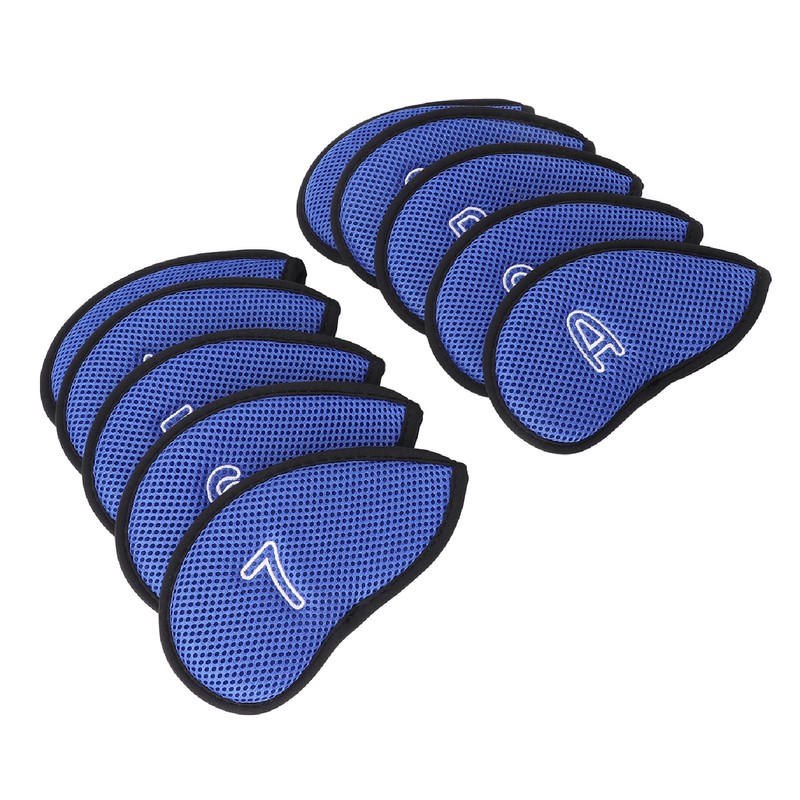 10pcs Golf Club Head Cover Breathable Nylon Mesh Soft Lining