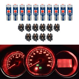 Lecctso 10PCS T5 LED Lights for Car Dashboard, T5 37 74 LED Bulb with Twist Lock Socket, Super Bright PC74 PC37 Light Replacement for Instrument Cluster Dashboard Panel Gauge Indicator