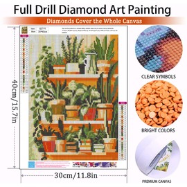 5D Diamond Painting Plant-DIY Potted Diamond Art Craft Painting Kits Full Drill,Diamond Painting Set Crystal Rhinestone Embroidery Canvas Painting for Adults Gifts Home Wall Decor(16x12inch)