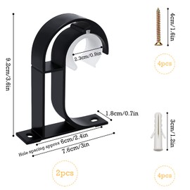 Curtain Rod Ceiling Mount Brackets 2 Pack Ceiling Mount Curtain Pole Brackets Heavy Duty Aluminum Alloy Ceiling Hangers Curtain Rod Holder with Matching Screws Fit Up to 1-1/4 Inch Rod